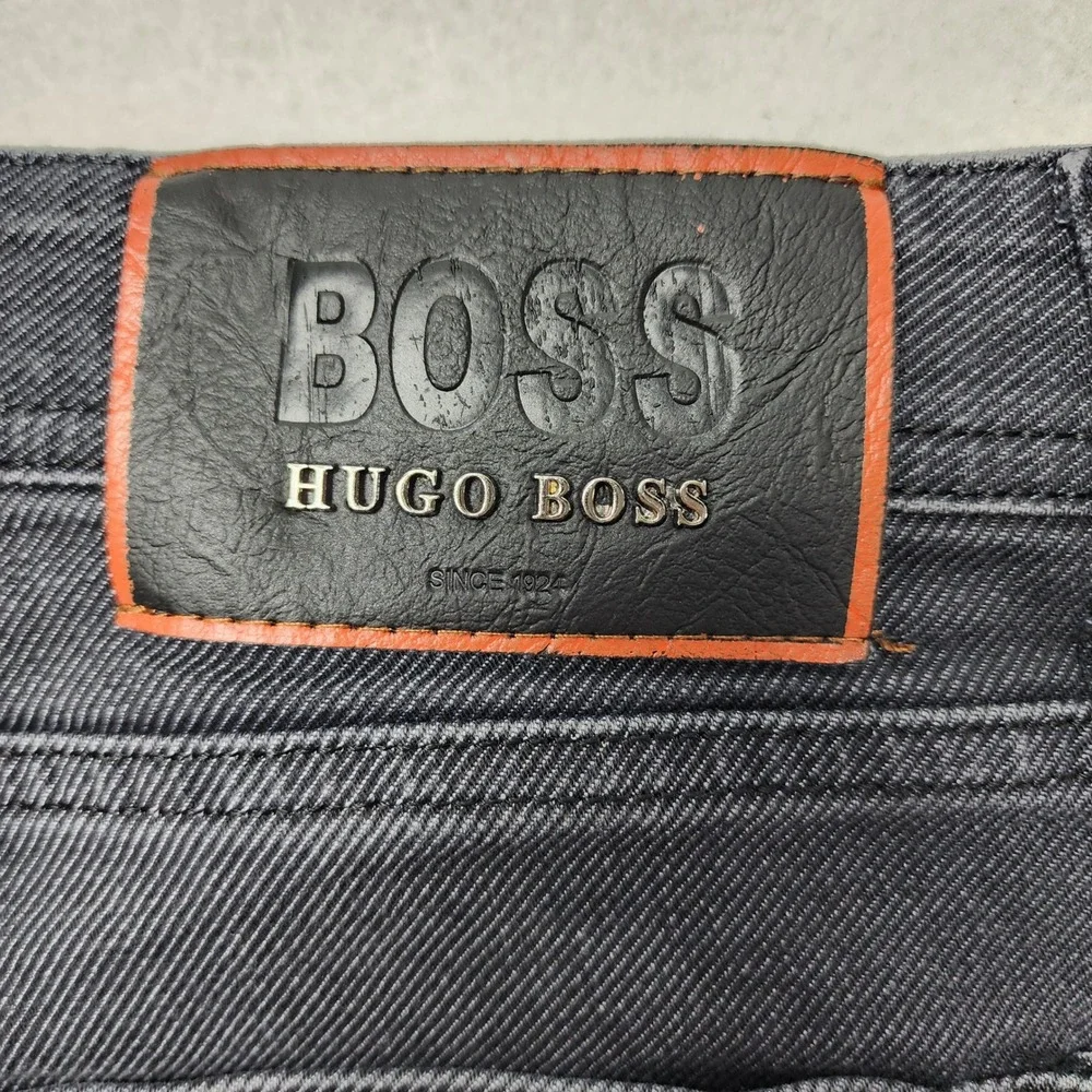 Hugo Boss Mens Jeans Straight Leg Denim Faded Black Wash 40x34‎